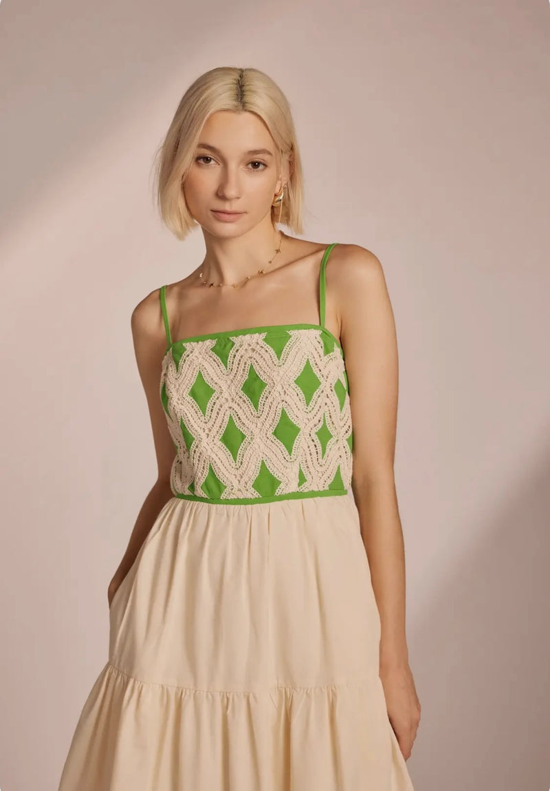 Contrast Diamond Midi Dress