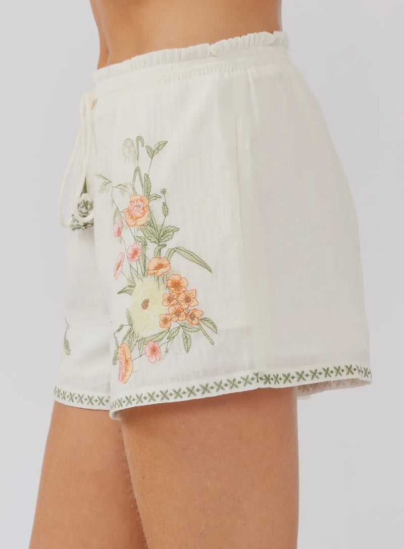 Embroidered Drawstring Shorts