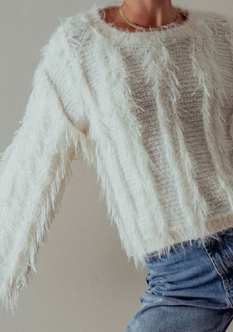 Vertical Fringe Sweater