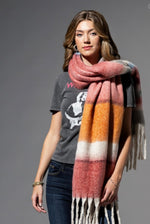 Multicolored Striped Oblong Scarf