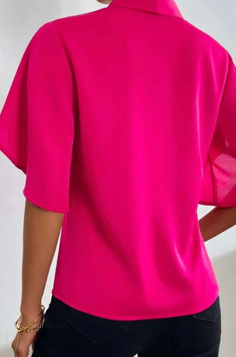 Solid V Neck Blouse