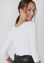 Ribbed 3/4 Sleeve V Neck Crop Top