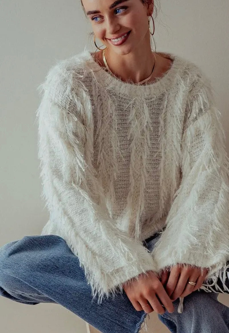 Vertical Fringe Sweater
