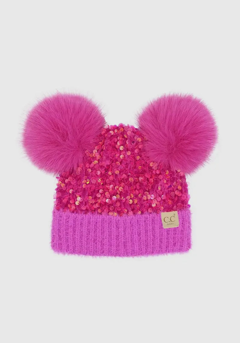 C.C. Baby Sequin Pom Beanie