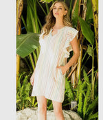 Rainbow Stripe Flutter Sleeve Dress
