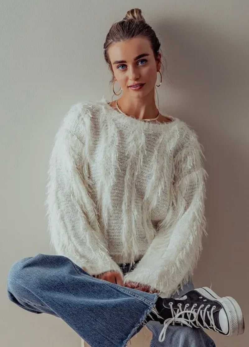 Vertical Fringe Sweater