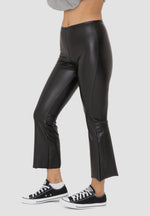 Cropped Flared Faux Leather Pants