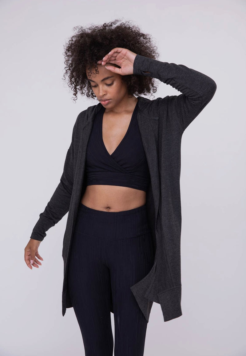 Longline Hooded Cardigan with Pockets
