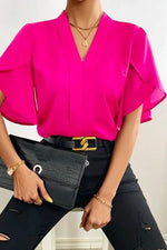 Solid V Neck Blouse