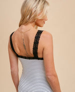 Lace Trimmed Striped Cami