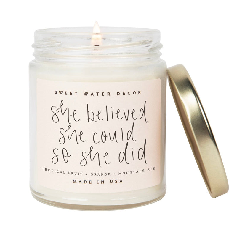 She believed She Could Soy Candle - Clear Jar - 9 oz