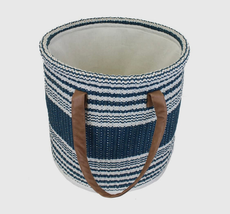 14" Woven Basket With Twill Handles
