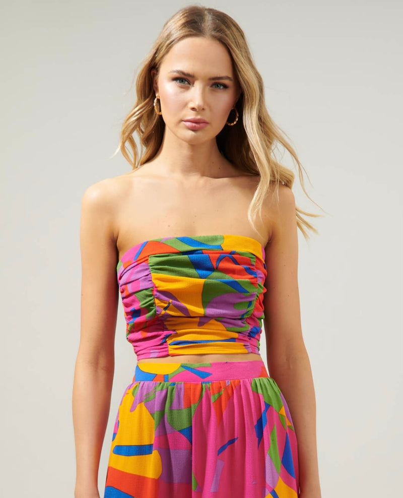 Soleil Floral Pleated Tube Top