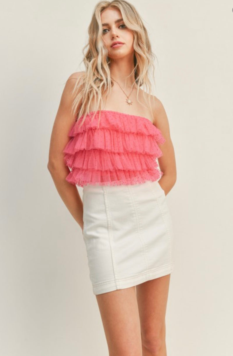 Tulle Tiered Tube Top