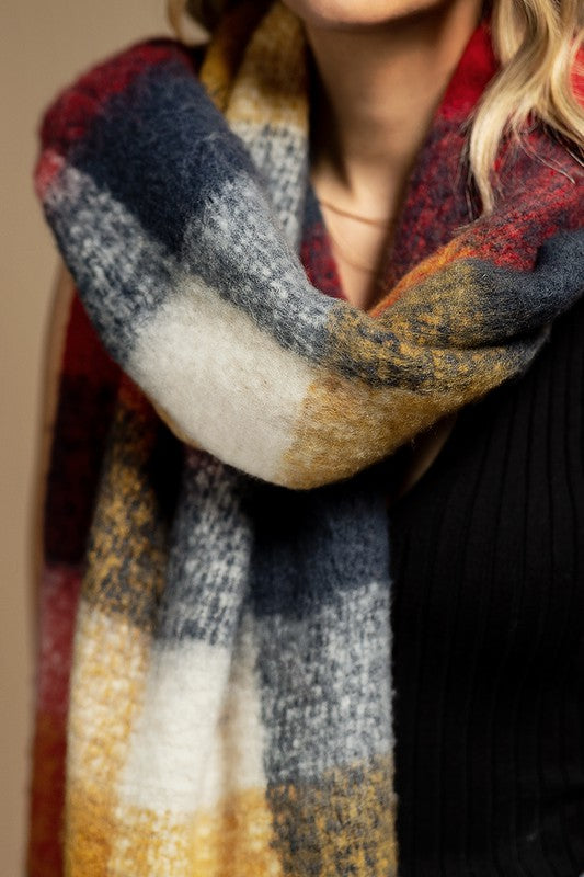 Super Soft Brushed Plaid Oblong Scarf