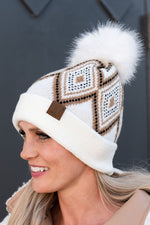 Diamond Geometric Pattern CC Pom Beanie