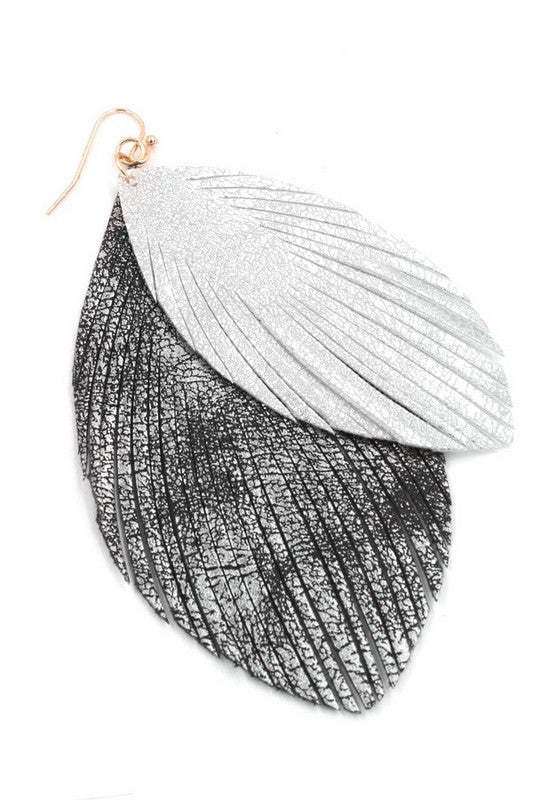 Layered Feather Drop Earrings