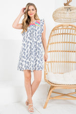 Embroidered Ruffle Sleeve Dress