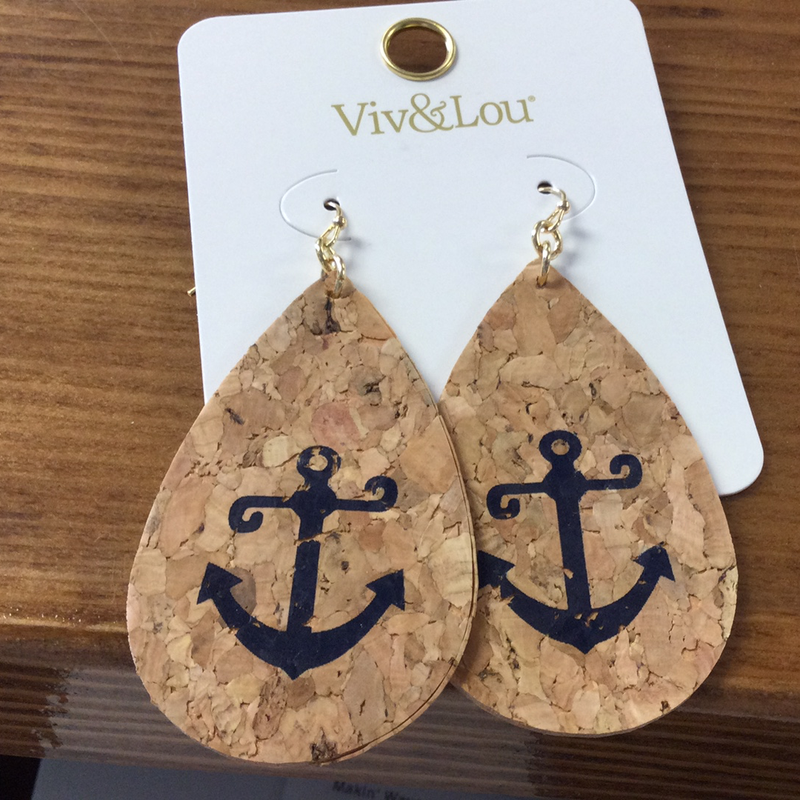 Anchor cork earrings