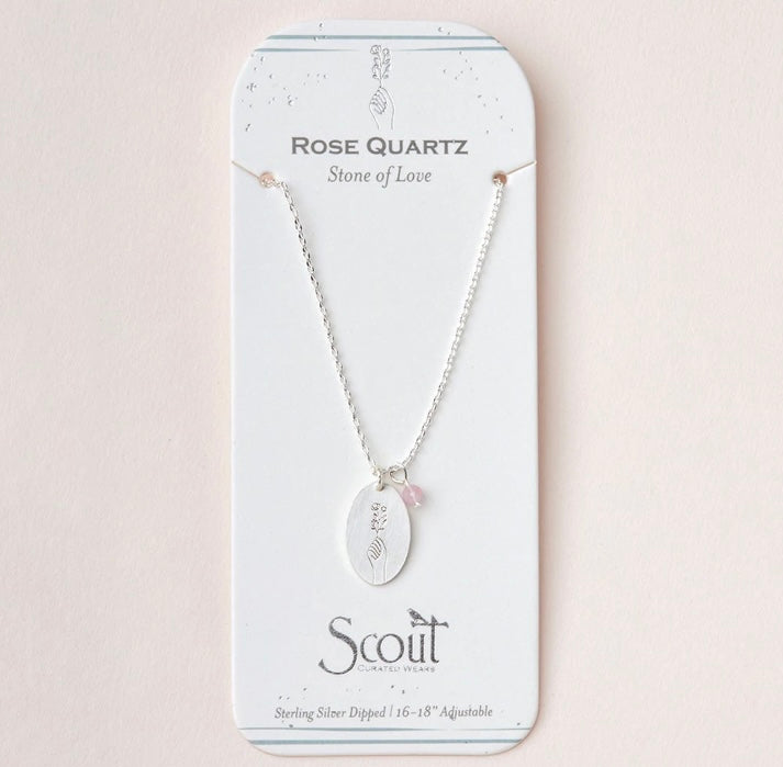 Stone Intention Charm Necklace - Rose Quartz/Silver