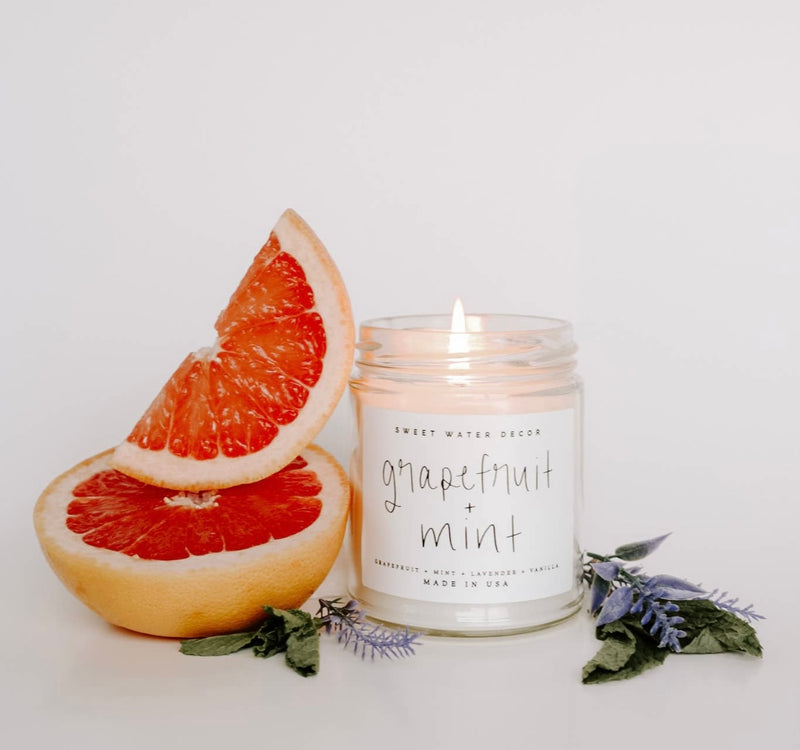 Grapefruit and Mint Soy Candle - Clear Jar - 9 oz